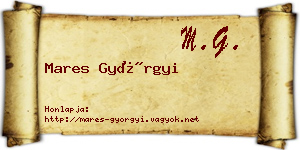 Mares Györgyi névjegykártya